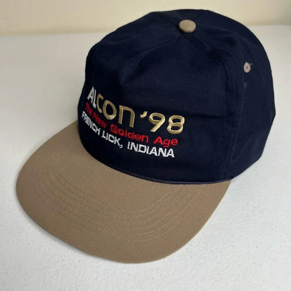 Vintage 90s Alcon 98 The New Golden Age French Lick Indiana Snapback Trucker Hat